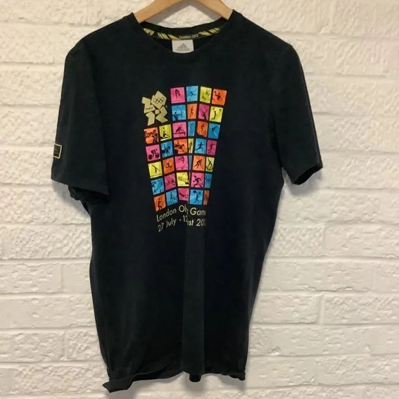 Retro Adidas London 2012 Crew Neck T Shirt - Size M - Black - P2P 21” - Picture 5 of 5